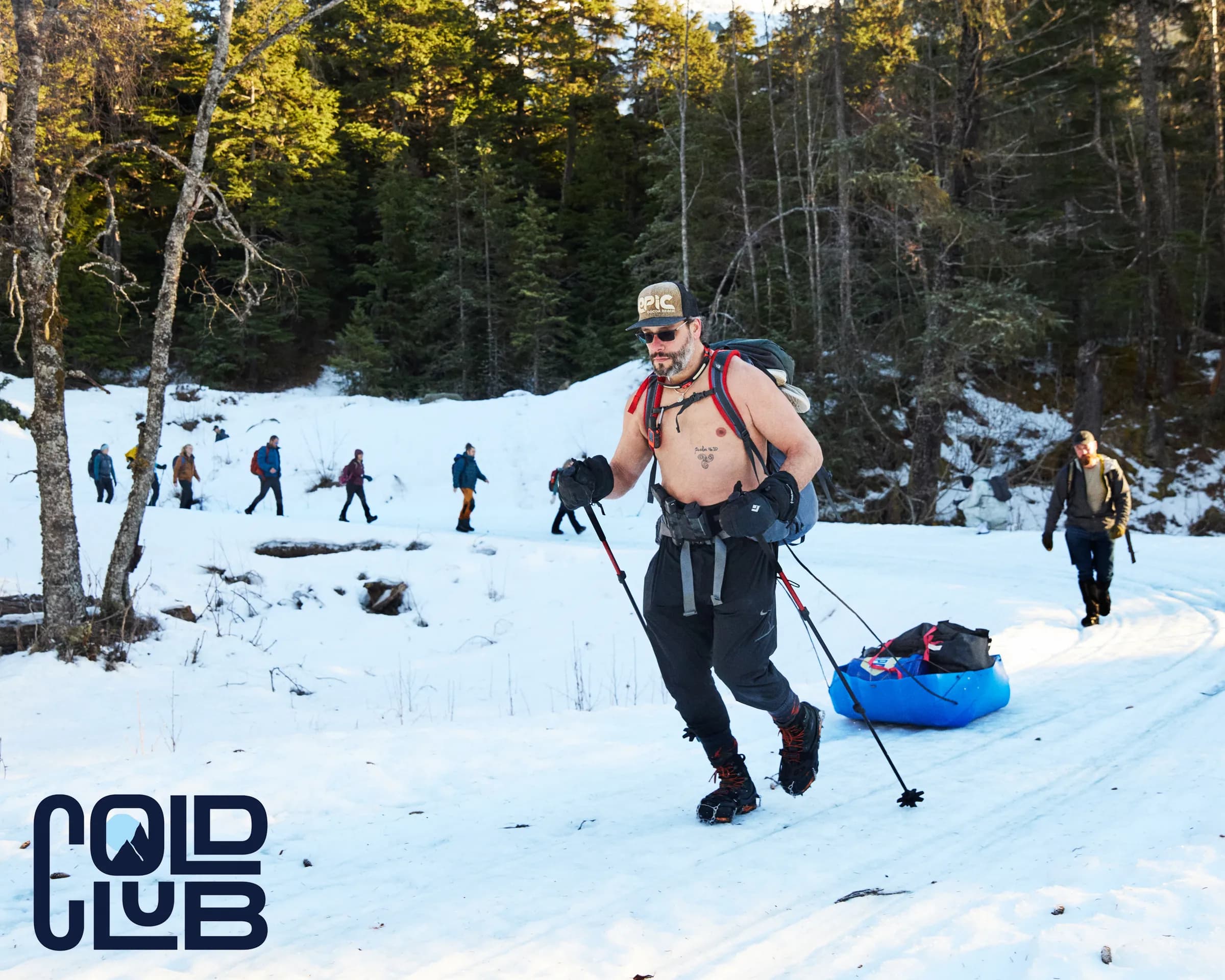 Sled hauls through alpine sun
